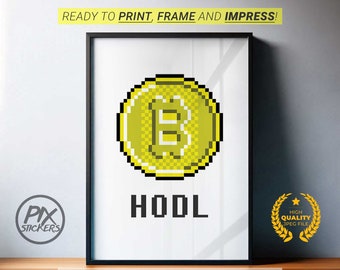 Bitcoin HODL Digital Art Print - Cryptocurrency Theme, Digital Currency, Financial Art, Investment Strategy, Tech Savvy Decor, Modern Money