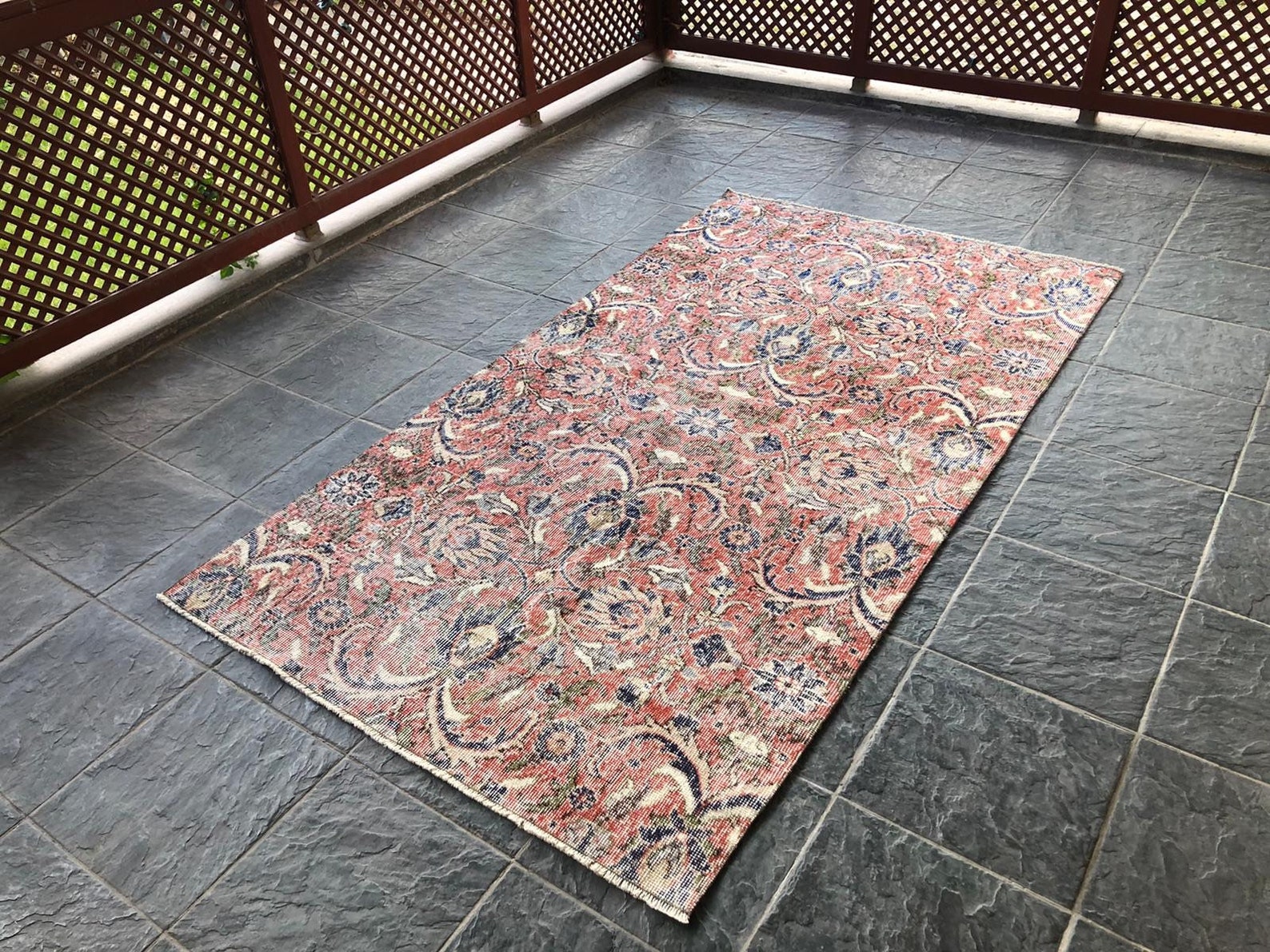 Red Turkish Rug Red Vintage Rug Turkish Area Rug 3.8x6.8 Etsy UK
