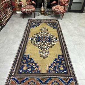Traditional Turkish Floor Decor Rug, Vintage Boho Area Rug, Authentic Turkish Wool Rug, Turkish Rug, Handmade Anatolian Carpet, 4.6x9.8ft