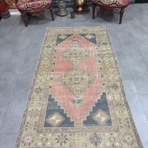 Turkish Area Rug, Oushak Rug, Anatolian Rug, Vintage Rug, Traditional Rug, 112x205cm / 3.6x6.7ft, Area Rug, Oriental Vintage Rug, Area Rug