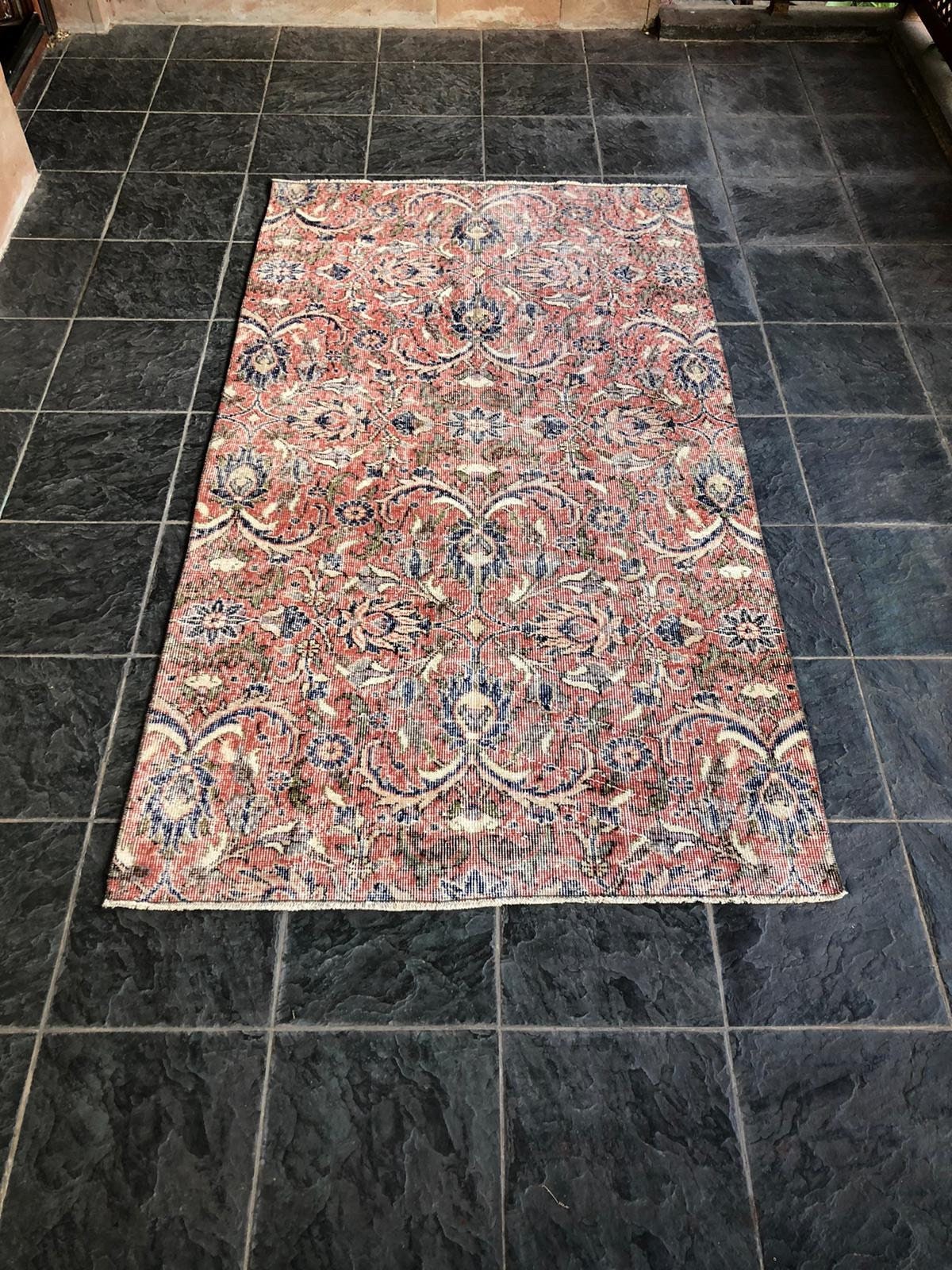 Red Turkish Rug Red Vintage Rug Turkish Area Rug 3.8x6.8 Etsy UK