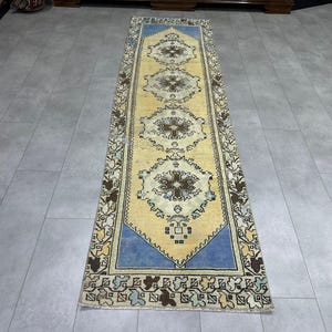 Tapis de passage turc, tapis de passage Oushak, tapis de passage de cuisine, tapis de passage tissé vintage, tapis de passage pour tapis de couloir, 81 x 282 cm/2,6x9,2 pi