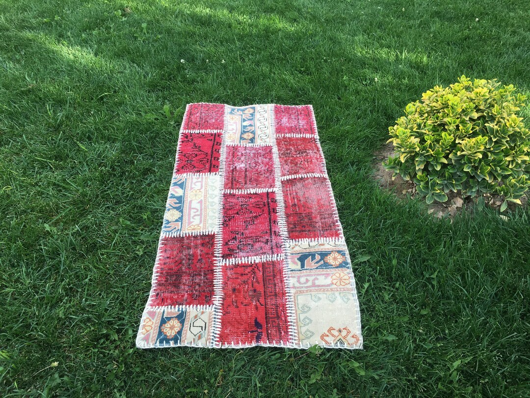 Patchwork Small Rug Small Turkish Rug Small Oriental Rug Small Entry