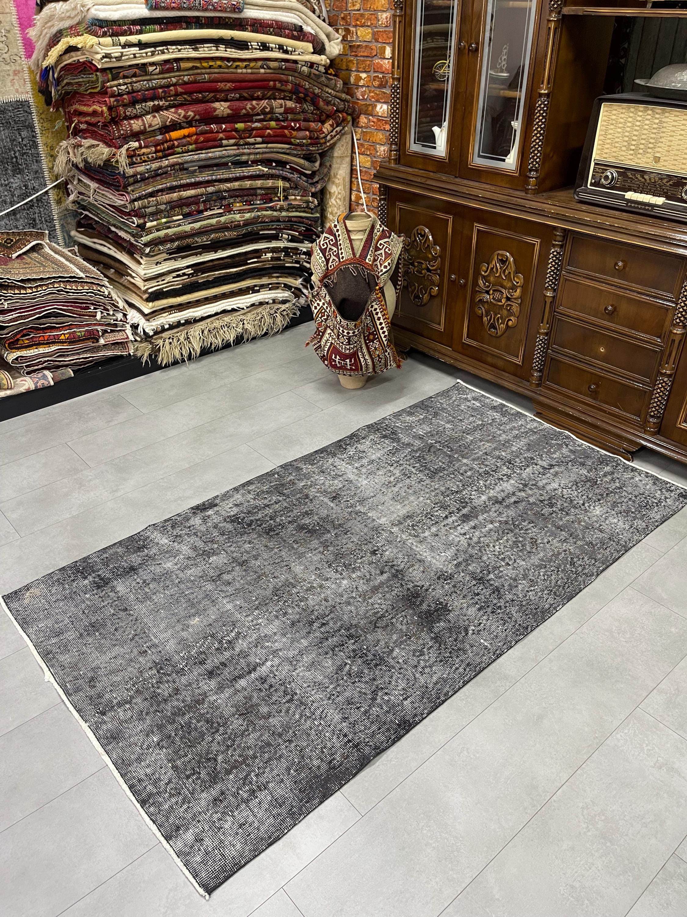 51×90ブラウン×グレイ×ブルーグリーン パッチワーク トルコ