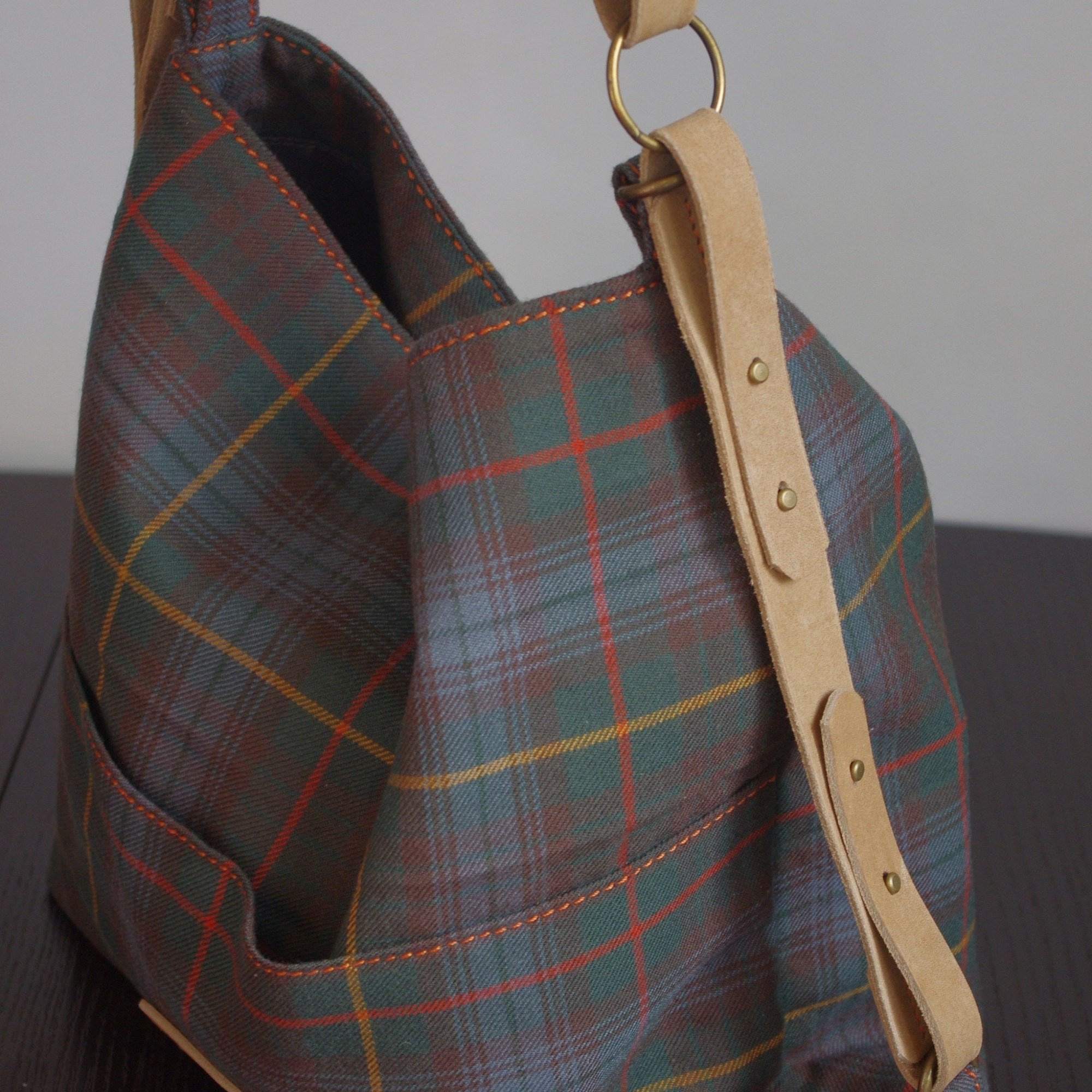 plaid wool bag