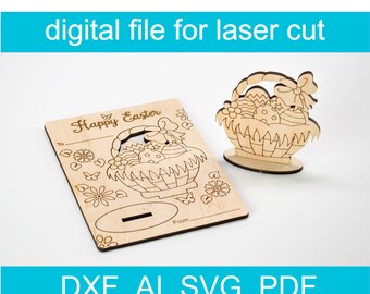 3D Puzzle Easter Card SVG • Laser Cut File • Easter SVG • Easter Decor Svg • Glowforge • Xtool d1 • Lightburn • CNC • Vector Graphics