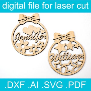 Laser Cut Files Christmas Ornament SVG Bundle | Cnc Files For Wood | Glowforge SVG Files | Lightburn Files | Cnc Files For Wood