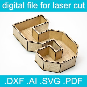 3D Zahl 5 SVG • Laserschnittdatei • Geschenkbox SVG • Glowforge • Xtool d1 • Lightburn • CNC • Vektorgrafik