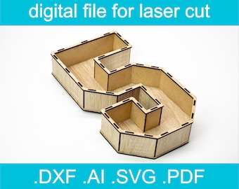3D Number 5 SVG • Laser Cut File • Gift Box SVG • Glowforge • Xtool d1 • Lightburn • CNC • Vector Graphics