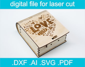 Lasergesneden bestanden vak SVG bundel 4 ontwerpen lasergesneden vector voor Glowforge geschenkdoos dxf, ai, svg, bestand knippen