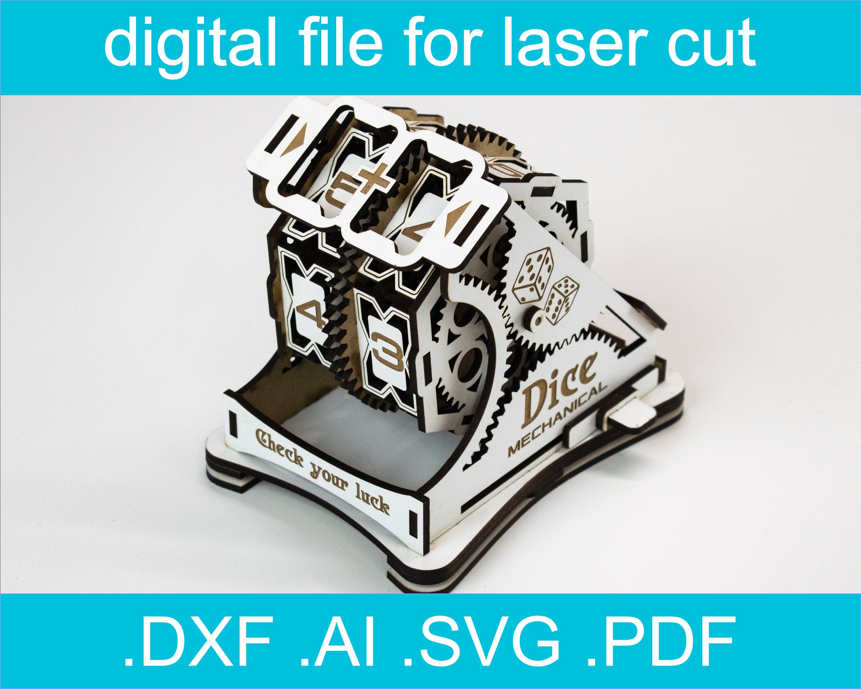 Laser Cut Files Mechanical Game Dice for Board Games SVG Etsy UK