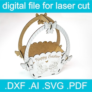 Easter Basket Svg Glowforge | Laser Cut Files | Easter SVG | Lasercut Vector For Glowforge Easter Decor Easter Bunny Easter Egg