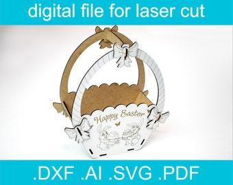 Easter Basket Svg Glowforge | Laser Cut Files | Easter SVG | Lasercut Vector For Glowforge Easter Decor Easter Bunny Easter Egg