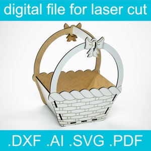 Koszyk Wielkanocny Svg Glowforge | Pliki Cięte Laserowo | Pliki CNC Do Drewna | Wektor Cięty Laserowo Dla Glowforge | Pomysły Glowforge