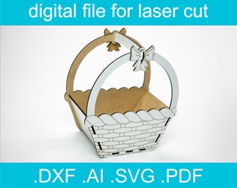 Easter Basket Svg Glowforge | Laser Cut Files | Cnc Files For Wood | Lasercut Vector For Glowforge | Glowforge Ideas