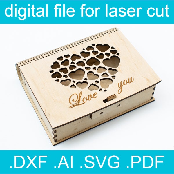 Laser Cut Files Box SVG Bundle 4 Designs  Laser cut Vector For Glowforge Gift Box dxf, ai, svg, Cut File