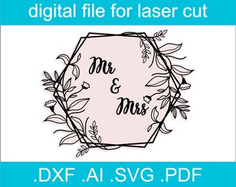 Monogram Wedding Sign SVG  | Svg Monogram Wedding Sign Cut File | Lasercut Files For Glowforge | Lightburn Files /dxf/pdf/ai/svg Cut Files