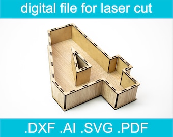 3D Number 4 SVG • Laser Cut File • Gift Box SVG • Glowforge • Xtool d1 • Lightburn • CNC • Vector Graphics