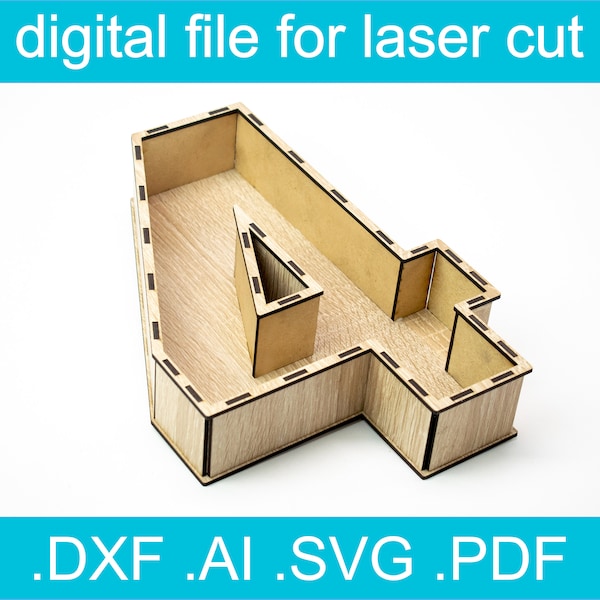 3D numéro 4 SVG • Fichier découpé au laser • Coffret cadeau SVG • Glowforge • Xtool d1 • Lightburn • CNC • Graphiques vectoriels