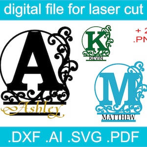 Monogram SVG Bundle | Svg Alphabet Sign Cut File | Lasercut File For Glowforge | Lightburn File | 26 Individual svg/dxf/pdf/ai/png Cut Files