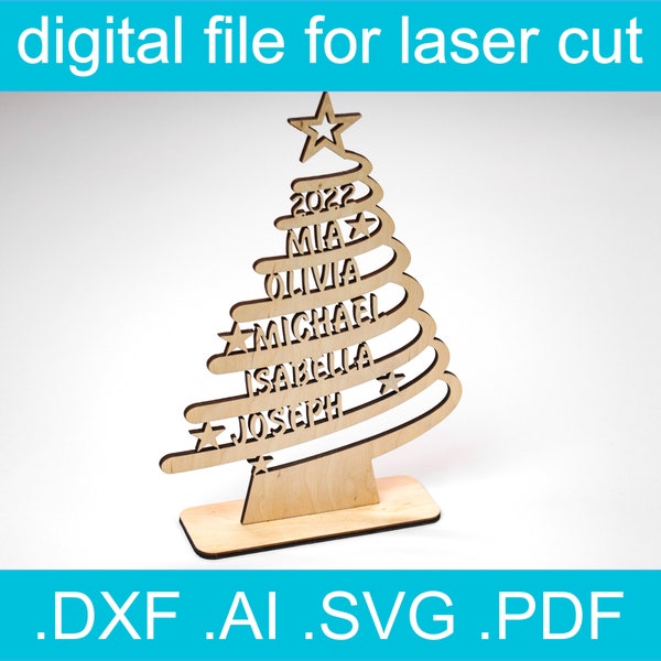 File tagliato al laser Albero di Natale SVG • File Cnc per legno • Idee Glowforge • File Svg Glowforge • Laser Svg di Natale • Legno tagliato a laser