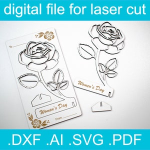 Pliki cięte laserowo Dzień Kobiet • Karta podarunkowa SVG • Pliki CNC do drewna • Pomysły Glowforge