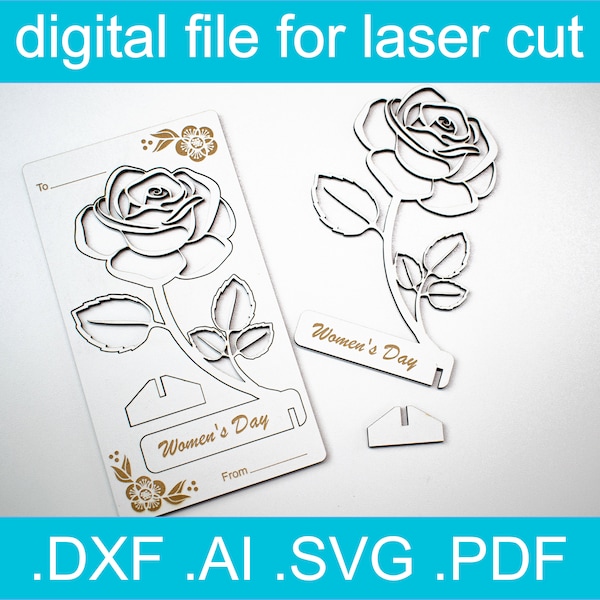 Laser Cut Files  Women's Day• Gift Card SVG • Cnc Files for Wood • Glowforge Ideas