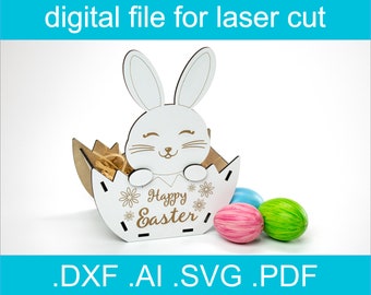 Easter Basket Svg Cut File For Laser | Easter SVG | Lasercut Vector For Glowforge Easter Decor Easter Bunny Easter Egg