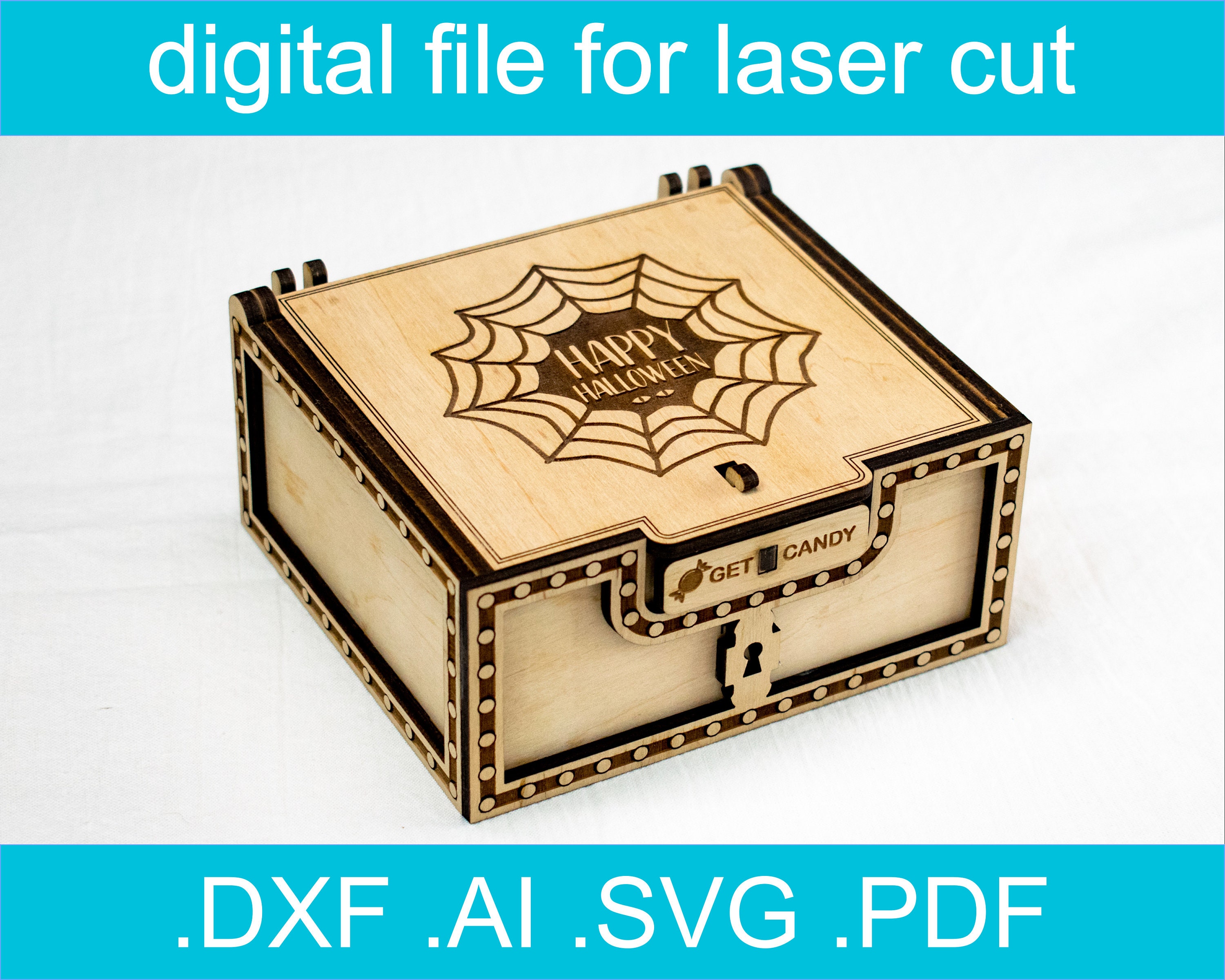 Halloween Candy Boxes SVG File Digital Cut Laser Wood Cutting Drawing