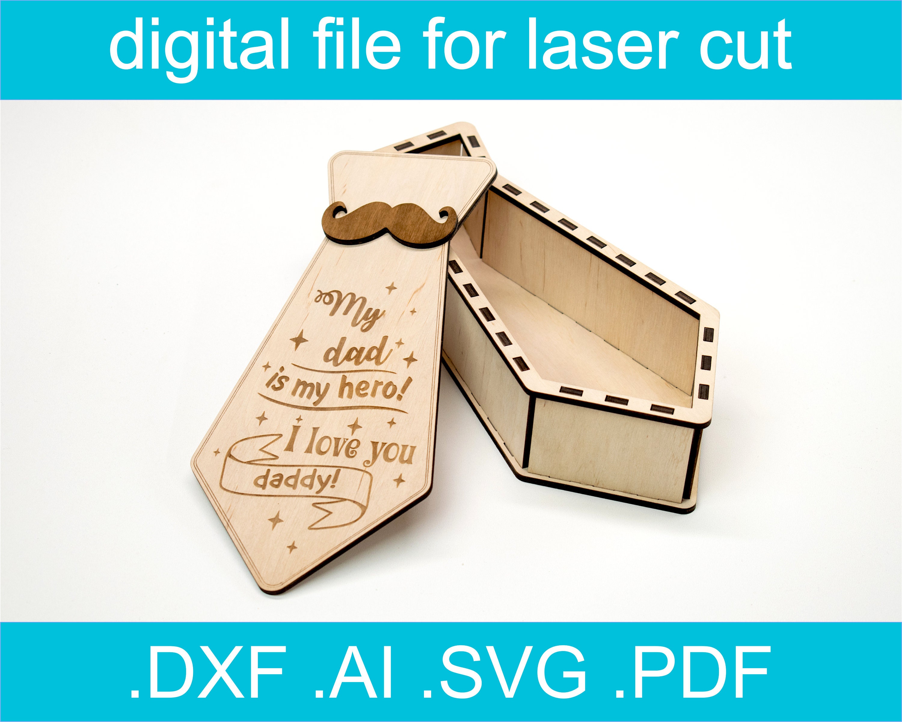Fathers Day Gift Box Laser Cut File SVG, Wood Tie Box SVG, Xtool D1 Files,  Lightbirn Project, Glowforge Ideas, Cnc Files for Wood -  Denmark