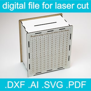 Laser Cut Files - Piggy Bank Adult SVG, Coin Bank 365, Glowforge Files, Glowforge Files, Wooden Box