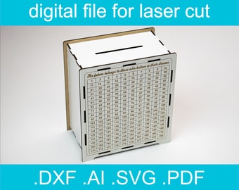 Laser Cut Files - Piggy Bank Adult SVG, Coin Bank 365, Glowforge Files, Glowforge Files, Wooden Box