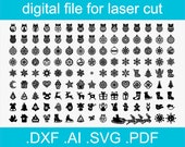 Laser Cut Files Christmas Svg Bundle 132 designs, cnc files for wood, glowforge files, laser cut ornaments, snowflakes svg, covid christmas