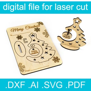 3D-puzzel kerstboomkaart SVG • Lasergesneden bestand • Glowforge • Xtool d1 • Lightburn • CNC • Vectorafbeeldingen