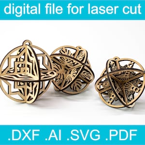 3D Weihnachtsschmuck SVG • Weihnachtskugeln SVG • Laserschnittdatei • Glowforge • Xtool d1 • Lightburn • Vektorgrafik • NGLN