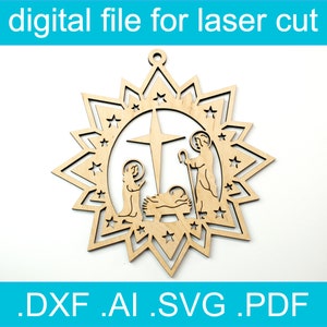 Pliki cięte laserowo Svg znak sceny Narodzenia, pliki routera CNC, pliki znaków laserowych, pomysły glowforge, drewno cięte laserowo