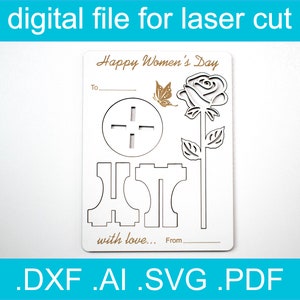 レーザーカットファイル 女性の日• ギフトカード SVG • 木材用 CNC ファイル • Glowforge のアイデア