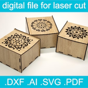 Laser Cut Slotted Box Bundle 4 Designs, laser cut gift box, glowforge svg file, cnc files for wood,
