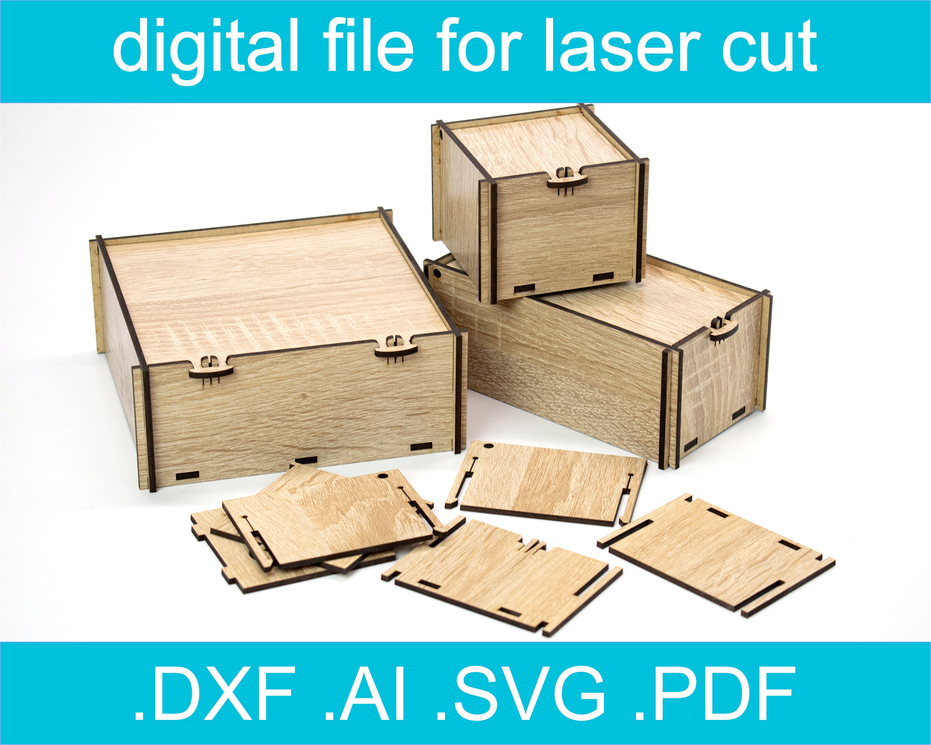 Wooden Boxes for Assembly Without Glue Laser Cut SVG, Xtool D1 Files, Gift  Box, Glowforge Project, Cnc Files for Wood, Lightbirn Files 