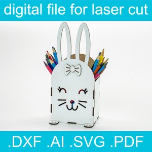 Laser File Pencil Holder SVG | Lasercut Vector For Glowforge | Pencil Holder Cut File | Lightburn Files | Cnc Files For Wood