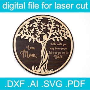 Archivo de corte láser para letrero SVG del Día de la Madre / Archivo de corte láser para letrero SVG de árbol en capas / Archivo de corte láser para Glowforge / Archivo de corte láser para letrero SVG de árbol madre / Archivos Lightburn