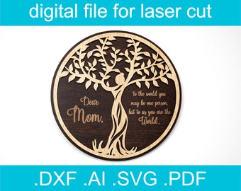 Mother's Day Svg Sign Laser Cut File | Layered Tree Svg | Laser Sign File | Lasercut File For Glowforge | Mother Tree Svg | Lightburn Files