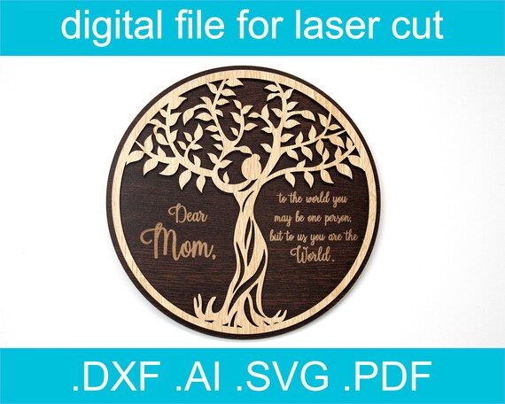 Mother's Day Svg Sign Laser Cut File | Layered Tree Svg | Laser Sign File | Lasercut File For Glowforge | Mother Tree Svg | Lightburn Files