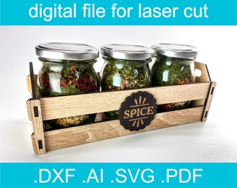 Laser Cut Files Spice Rack SVG •  Laser Cut Vector For Glowforge • Spice Bag Holder SVG • CNC Files For Wood • Xtool d1 • Lightburn