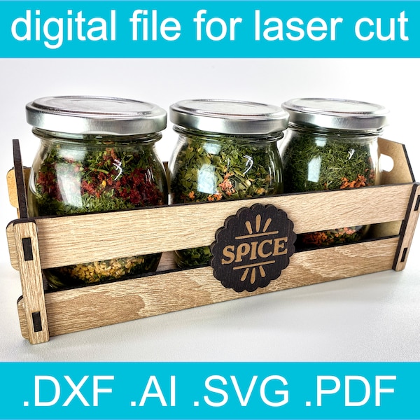 Laser Cut Files Spice Rack SVG •  Laser Cut Vector For Glowforge • Spice Bag Holder SVG • CNC Files For Wood • Xtool d1 • Lightburn