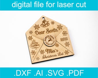 Christmas Letter To Santa SVG • Christmas Ornament SVG • Laser Cut File • Glowforge • Xtool d1 • Lightburn • CNC • Vector Graphics