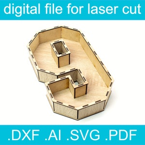 3D ナンバー 9 SVG • レーザーカット ファイル • ギフト ボックス SVG • Glowforge • Xtool d1 • Lightburn • CNC • ベクター グラフィックス