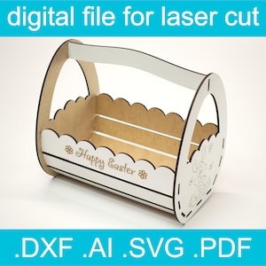 Cesta de Páscoa Svg Glowforge | Arquivos Recortados a Laser | Páscoa SVG | Vetor Recortado a Laser para Decoração de Páscoa Glowforge Coelho da Páscoa Ovo de Páscoa