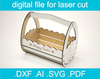 Easter Basket Svg Glowforge | Laser Cut Files | Easter SVG | Lasercut Vector For Glowforge Easter Decor Easter Bunny Easter Egg