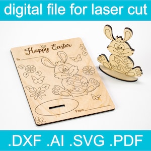 3D Puzzle Osterkarte SVG • Laser-Schnittdatei • Ostern SVG • Osterdekor zwart • Glowforge • Xtool d1 • Lightburn • CNC • Vektorgrafik